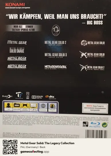 Metal Gear Solid: The Legacy Collection PlayStation 3, Germany box back