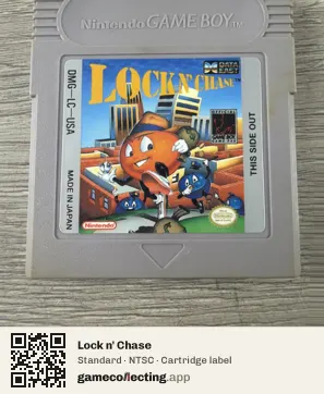 Lock n' Chase Game Boy, NTSC cartridge label