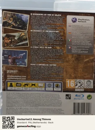 Uncharted 2: Among Thieves PlayStation 3, Netherlands box back