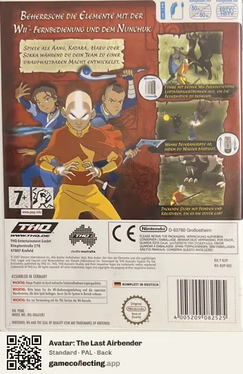 Avatar: The Last Airbender Nintendo Wii, PAL box back
