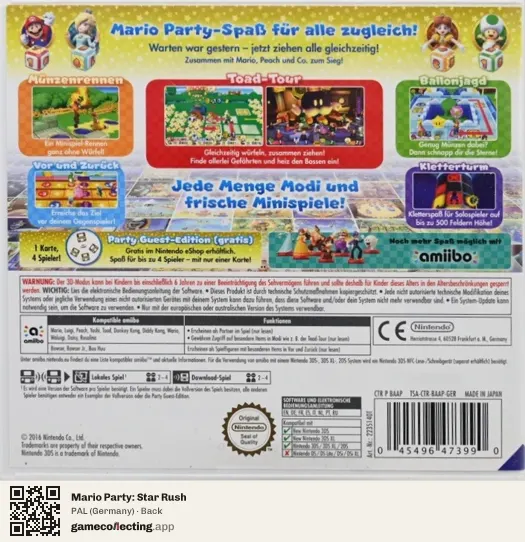 Mario Party: Star Rush Nintendo 3DS, Germany box back