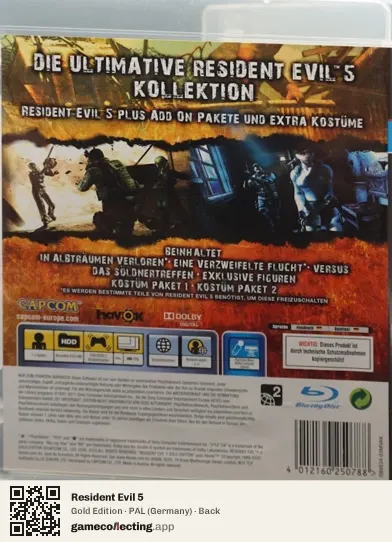 Resident Evil 5 PlayStation 3, Germany box back