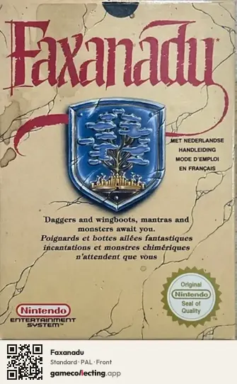 Faxanadu Nintendo Entertainment System, PAL box front