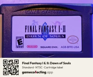 Final Fantasy I & II: Dawn of Souls Game Boy Advance, NTSC cartridge label