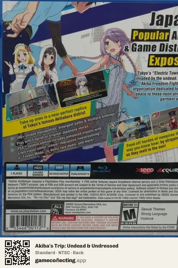 Akiba's Trip: Undead & Undressed PlayStation 4, NTSC box back