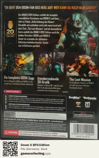 Doom 3: BFG Edition Computer, Germany box back
