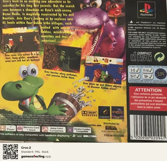 Croc 2 PlayStation, PAL box back