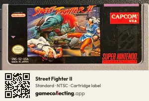 Street Fighter II Super Nintendo Entertainment System, NTSC cartridge label