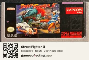 Street Fighter II Super Nintendo Entertainment System, NTSC cartridge label