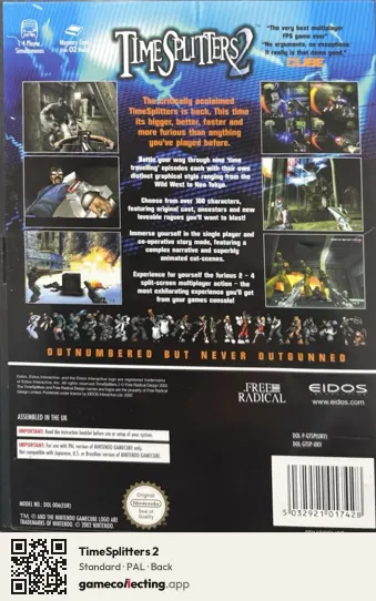 TimeSplitters 2 Nintendo GameCube, PAL box back