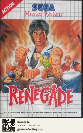 Renegade Sega Master System, PAL box front