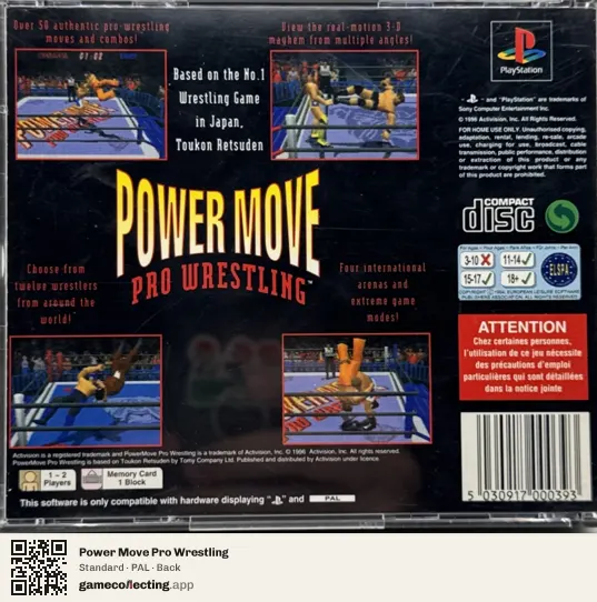 Power Move Pro Wrestling PlayStation, PAL box back