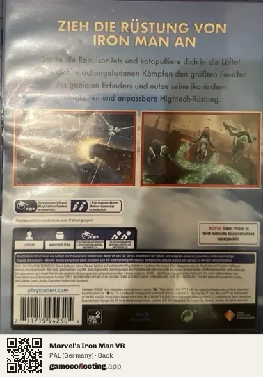 Marvel's Iron Man VR PlayStation 4, Germany box back