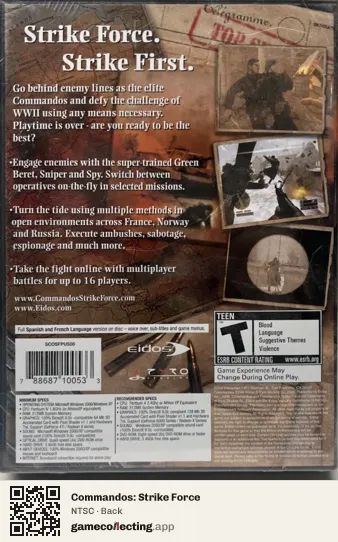 Commandos: Strike Force Computer, NTSC box back