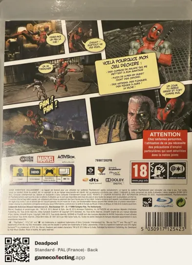 Deadpool PlayStation 3, France box back