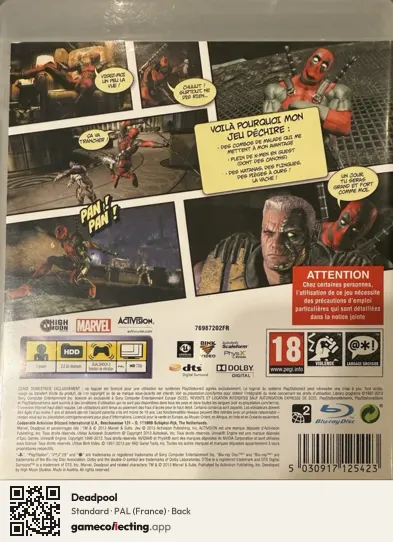 Deadpool PlayStation 3, France box back