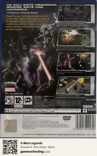 X-Men Legends PlayStation 2, Italy box back