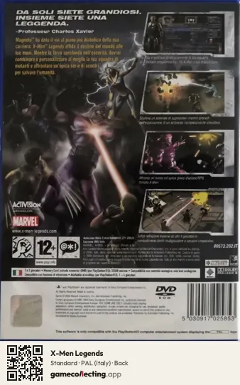 X-Men Legends PlayStation 2, Italy box back