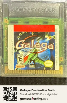 Galaga: Destination Earth Game Boy Color, NTSC cartridge label