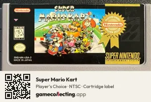Super Mario Kart Super Nintendo Entertainment System, NTSC cartridge label