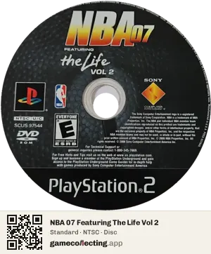 NBA 07 Featuring The Life Vol 2 PlayStation 2, NTSC disc