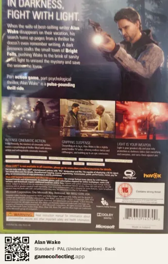 Alan Wake Xbox 360, United Kingdom box back