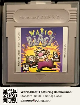 Wario Blast: Featuring Bomberman! Game Boy, NTSC cartridge label