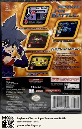 Beyblade VForce: Super Tournament Battle Nintendo GameCube, NTSC box back