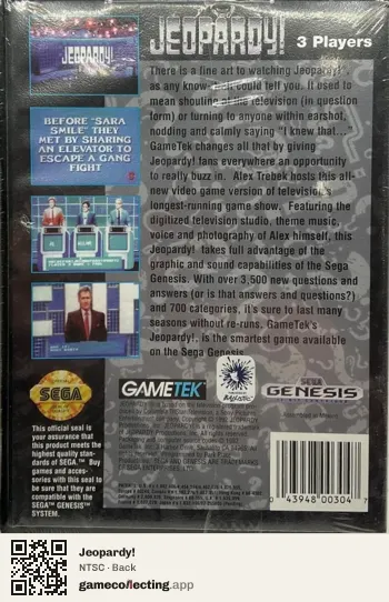 Jeopardy! Sega Mega Drive / Genesis, NTSC box back