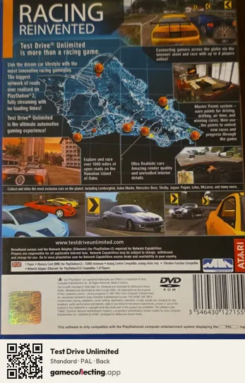 Test Drive Unlimited PlayStation 2, PAL box back