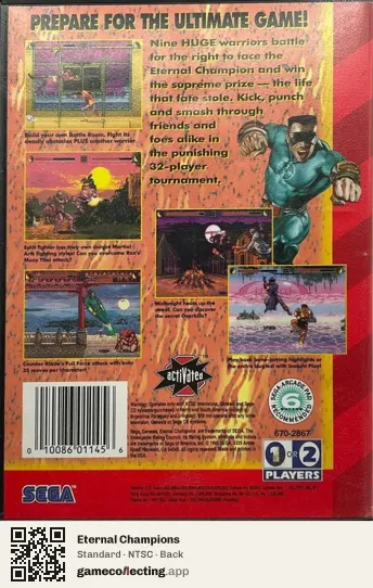 Eternal Champions Sega Mega Drive / Genesis, NTSC box back