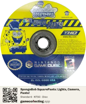 SpongeBob SquarePants: Lights, Camera, Pants! Nintendo GameCube, NTSC disc