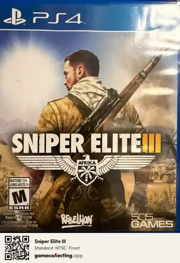 Sniper Elite III PlayStation 4, NTSC box front