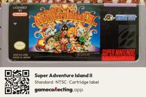 Super Adventure Island II Super Nintendo Entertainment System, NTSC cartridge label