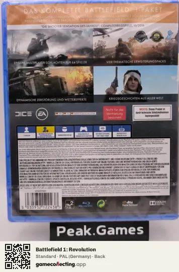 Battlefield 1: Revolution PlayStation 4, Germany box back