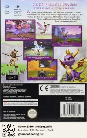Spyro: Enter the Dragonfly Nintendo GameCube, Germany box back