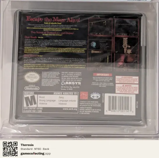Theresia Nintendo DS, NTSC box back