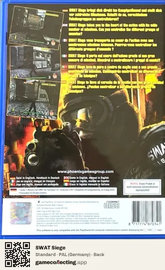 SWAT Siege PlayStation 2, Germany box back