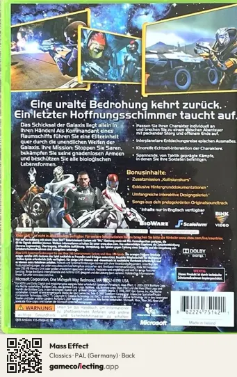 Mass Effect Xbox 360, Germany box back