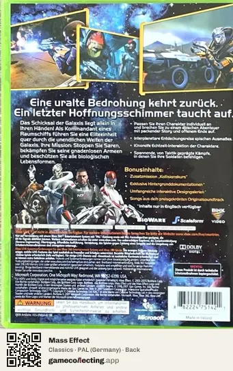 Mass Effect Xbox 360, Germany box back