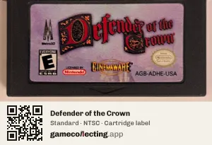 Defender of the Crown Game Boy Advance, NTSC cartridge label
