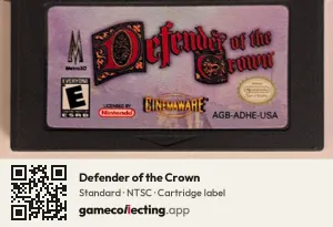 Defender of the Crown Game Boy Advance, NTSC cartridge label