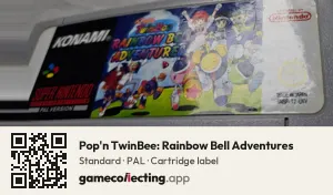 Pop'n TwinBee: Rainbow Bell Adventures Super Nintendo Entertainment System, PAL cartridge label