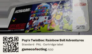 Pop'n TwinBee: Rainbow Bell Adventures Super Nintendo Entertainment System, PAL cartridge label