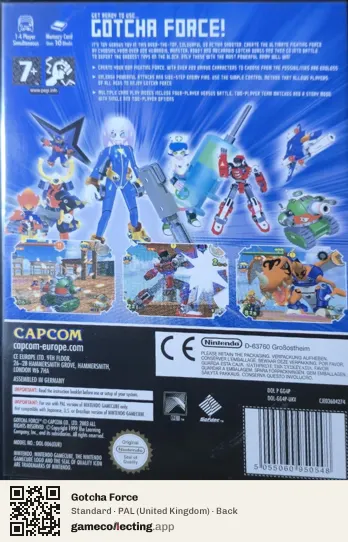 Gotcha Force Nintendo GameCube, United Kingdom box back