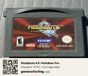 Medabots AX: Metabee Ver. Game Boy Advance, NTSC cartridge label