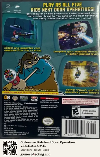 Codename: Kids Next Door: Operation: V.I.D.E.O.G.A.M.E. Nintendo GameCube, NTSC box back