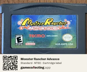 Monster Rancher Advance Game Boy Advance, NTSC cartridge label