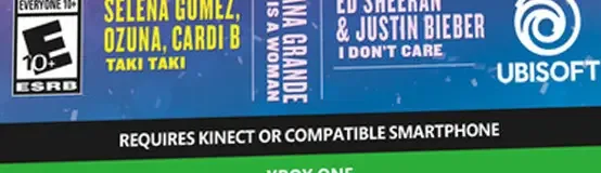 Just Dance 2020, the ESRB box on its front