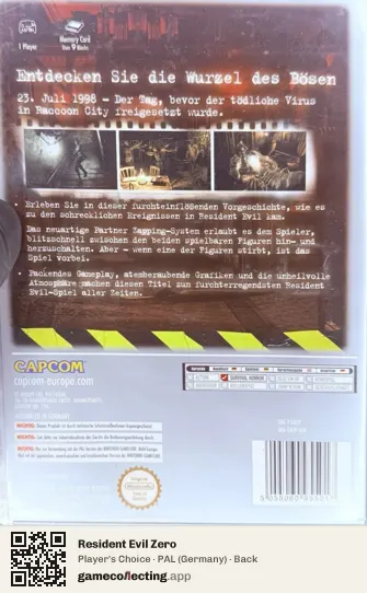 Resident Evil Zero Nintendo GameCube, Germany box back